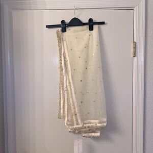 The Saree Room Sequin Beaded White Dupata